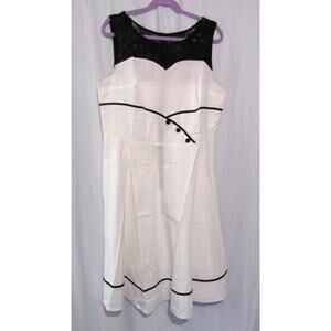 Bbonlinedress 3XL White Sleeveless Rockabilly Flare Dress W Black Lace